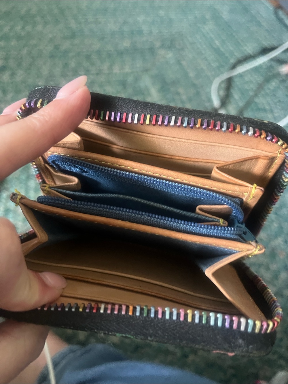 Dooney and Bourke Monogram Zip Wallet with Multicolor DB Print - Picture 2 of 3